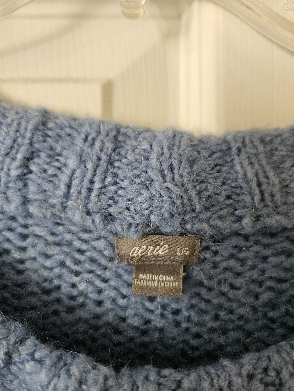 Aerie Blue Oversized Crew Neck Sweater - Picture 3 of 9